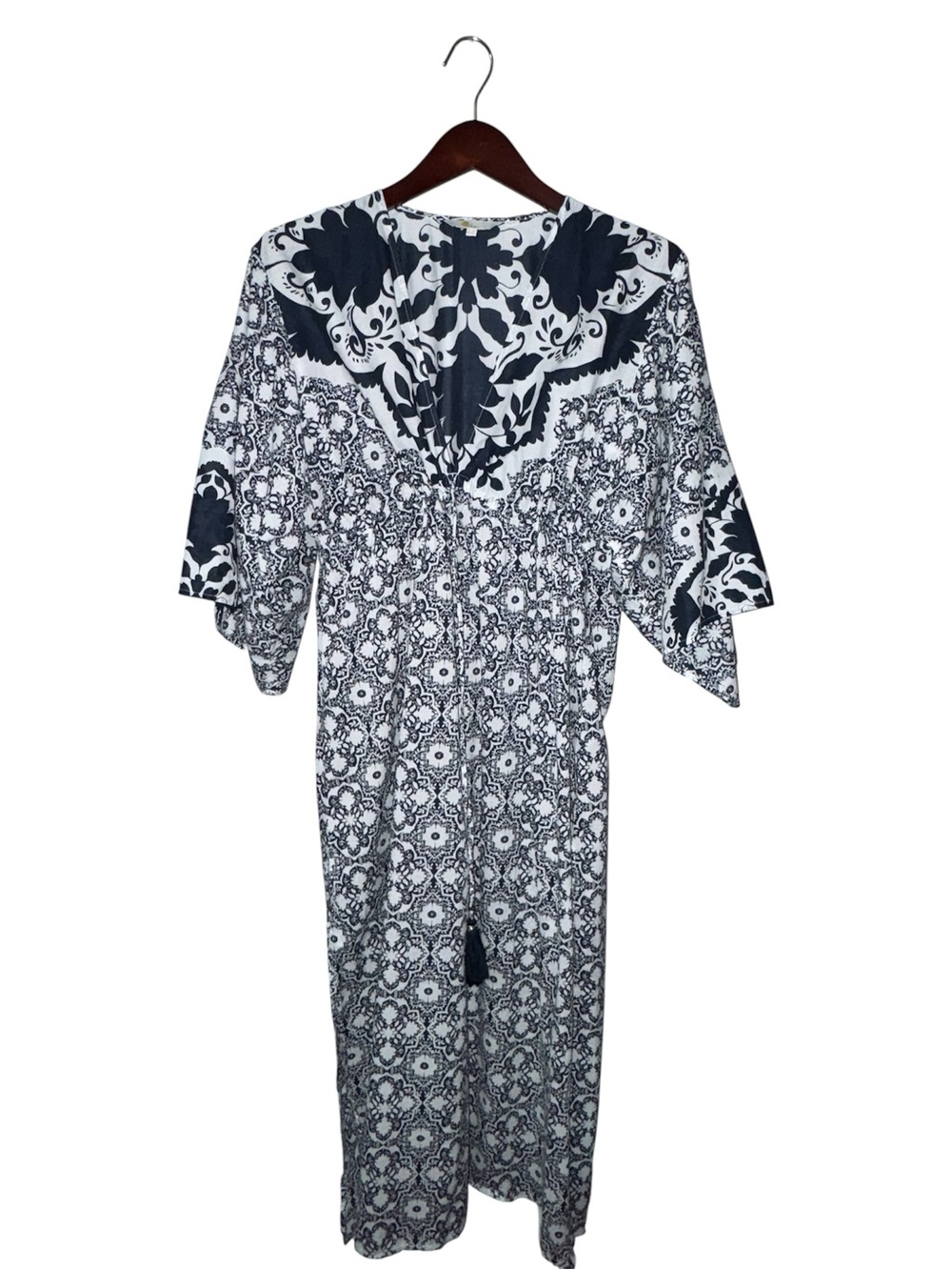 Boden Bold Navy and white print caftan / cover-up Size 6P Maxi Dress - Picture 1 of 5